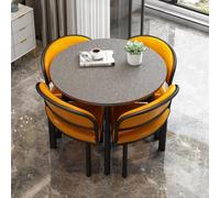 DRFGHK ModernRoundMarbleDiningTableSetwith4SoftBackChairs5PieceSpaceSingFurniturefor Small ApartmentsStylishandFunctionalDiningRoomDecor