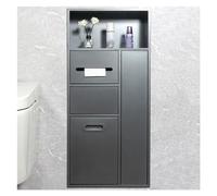 DRFGHK Nich - Soporte de acero inoxidable para basura, estante de almacenamiento de champú integrado para almacenamiento de baño, champú, artículos de tocador, gris, 40 x 86 x 14 cm