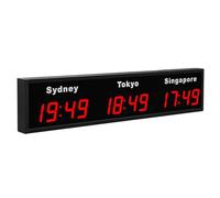 DRFGHK Reloj de zonas horarias mundiales, LED digital múltiple 3/4/5 ciudades pared para hoteles/empresas/aeropuertos, 3 ciudades-rojo