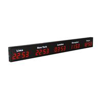 DRFGHK Reloj de zonas horarias mundiales, LED digital múltiple 3/4/5 ciudades pared para hoteles/empresas/aeropuertos, 5 ciudades-rojo