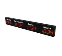 DRFGHK Reloj de zonas horarias mundiales, LED digital múltiple 3/4/5 ciudades pared para hoteles/empresas/aeropuertos, 4 ciudades-rojo
