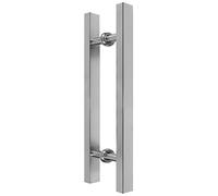 DRFGNF Brushed Square Door Handle,Heavy Duty Stainless Steel Bedroom Glass Entrance Handle,for Garage Office Barn,Back to Back Mounted (Color :Silver,Size :80cm (32"))"
