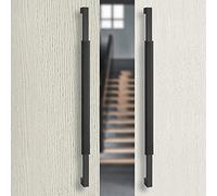 DRFGNF Contemporary Stainless Steel Door Handle,Simple Barn Push Pull Bar Handle for Sliding/Glass/Pocket Door,Back to Back Mounted (Color :Black,Size :60cm (24"))"