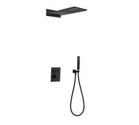 DRFGNF Ducha de Lluvia termostática, Cabezal de Ducha en Cascada con Ducha de Mano, Juego de Grifo de Ducha Completo Compatible con baño, Cuerpo de válvula y moldura incluidos, Ducha mezcladora Tip