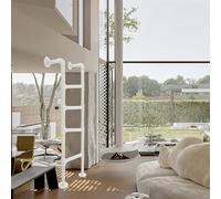 DRFGNF Escalera metálica para Loft con Soporte de Pared - 100-300 cm - Escalera de Salida de sótano - Escalera de Salida de Hueco de Ventana - Escalera de Escape de Incendios, Escalera de Entrada,