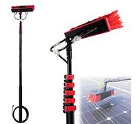 DRFGNF Juego de Limpieza con Cepillo telescópico de 3,65 m a 11 m con alimentación de Agua para Paneles solares, Sistemas fotovoltaicos, Camiones y Ventanas. Incluye pértiga ext