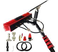 DRFGNF Juego de pértiga Extensible de 7,3 m para Limpieza de Ventanas - Kit de Cepillo y rasqueta para Limpieza de Paneles solares, Sistema Profesional de Agua a presión para un