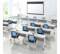 DRFGNF Mesa de Conferencia Moderna, Paquete de 4, Mesa de Conferencia de Oficina con Ruedas, Mesa de capacitación con Tapa abatible móvil combinable, mesas de reunión Plegables para aulas de ofici