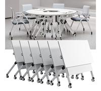 DRFGNF Mesa de Conferencia Plegable con Ruedas, Paquete de 6, Mesa de capacitación móvil para Oficina, Sala de reuniones, Aula, Mesa de seminario con Ruedas abatible de 71 Pulgadas