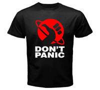 DRFuhb323 Hitchhiker's Guide Don't Panic Detective Men's Black T Shirt