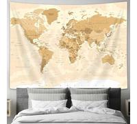 Drgilau Tapiz para colgar en la pared, diseño de mapa del mundo antiguo, estilo vintage, Asia, Europa, ciudad, sur, topografía, América, África, Japón, decoración de pared, mapa del mundo, arte de