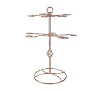 DRHTDXEJ Elegante soporte para copas de vino de mesa de doble capa, organizador de copas de vino, soporte de metal con textura de metal para uso doméstico