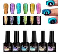 driattie Esmalte De Uñas Gel Magnético - Juego De Esmaltes Con Brillo Iridiscente,Juego de 6 Piezas para Manicura de Estudiantes, Profesionales y Particulares para Fiestas y Sesiones de Fotos