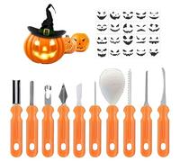 driattie Herramientas Para Tallar Calabazas - Kit Para Esculpir Calabazas | Plantillas de Halloween con Sierra Cuchara Raspador Cuchillos para Manualidades Decoración Arte Adultos y Niños