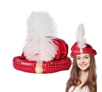 driattie Príncipe de Sombrero,Pañuelo para la cabeza Sultan Men - Con plumas y perlas Gorgeous Sultan Turban Men Head Wrap Lentejuelas Diseño para hombres