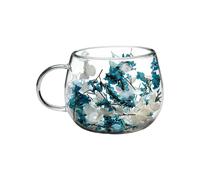 Dried Flower Coffee Glass Cups - Decorative Beverage Holders for Hosting | Handcrafted Flower Infused Cups with Artistic Charm, NonToxic Material, Comfortable Grip & Versatile Usage for Kitchen