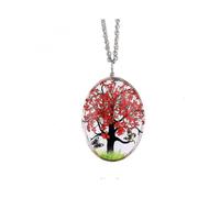 Dried Flower Necklace Oval Glass Lockets Life of Tree Butterfly Pen...