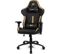DRIFT GAMING DR350 - Silla Gaming Profesional, Polipiel, reposabrazos 4D, Ruedas silenciosas, pistón Clase 4, inclinación, cojín Lumbar y Cervical, Color Negro/Dorado