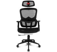 DRIFT GAMING DRAIR200 - Silla Gaming Profesional en Malla Reforzada, reposabrazos 2D Acolchados, pistón Clase 4, giratoria e inclinable, Cojines Lumbar y Cervical, Blanco/Negro/Rojo