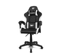 DRIFT GAMING DR35 - Silla Gaming Ergonómica Profesional con Soporte Lumbar y Reposabrazos 2D Ajustables, Reclinable 135°, Base Robusta, Ruedas Silenciosas, Tapizado en Cuero Sintético, Negro y Blanco