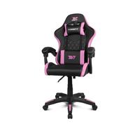 DRIFT GAMING DR35 - Silla Gaming Ergonómica Profesional con Soporte Lumbar y Reposabrazos 2D Ajustables, Reclinable 135°, Base Robusta, Ruedas Silenciosas, Tapizado en Cuero Sintético, Negro y Rosa