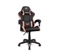 DRIFT GAMING DR35 - Silla Profesional, Polipiel, Reposabrazos Acolchados, Pistón Clase 3, Base Nylon Reforzada, Asiento basculante, Altura Regulable, Cojín Lumbar/Cervical, Negra/Rosa