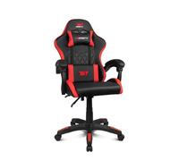 DRIFT GAMING DR35 - Silla Profesional, Polipiel, Reposabrazos Acolchados, Pistón Clase 3, Base Nylon Reforzada, Asiento basculante, Altura Regulable, Cojín Lumbar/Cervical, Negra/Roja
