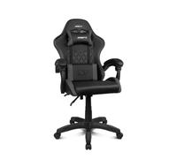 DRIFT GAMING DR35 - Silla Profesional, Polipiel, Reposabrazos Acolchados, Pistón Clase 3, Base Nylon Reforzada, Asiento basculante, Altura Regulable, Cojín Lumbar/Cervical, Negra/Gris