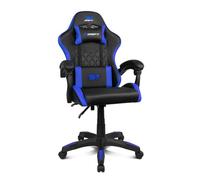 Drift Gaming DR35 - Silla Profesional, Polipiel, Reposabrazos Acolchados, Pistón Clase 3, Base Nylon Reforzada, Asiento basculante, Altura Regulable, Cojín Lumbar/Cervical, Negro/Azul