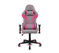 Drift Gaming DR90 - Silla gaming ergonómica con reposacabezas y lumbar, respaldo reclinable 135°, brazos 2D ajustables, tejido transpirable, base de nylon y pistón de gas clase 4 - Gris/Rosa