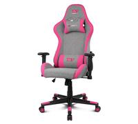 DRIFT GAMING DR90 - Silla Profesional, Tejido Fabric, Reposabrazos 2D, Base Nylon Reforzada, Pistón Clase 4, inclinación, cojin Lumbar/Cervical, Gris/Rosa