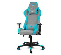 DRIFT GAMING DR90 - Silla Profesional, Tejido Fabric Transpirable, Reposabrazos 2D Acolchado, Base Nylon Reforzada, Pistón Clase 4, inclinación, cojin Lumbar/Cervical, Gris/Azul
