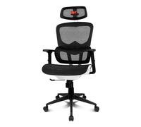 DRIFT GAMING DRAIR200 - Silla Gaming Profesional en Malla Reforzada, reposabrazos 2D Acolchados, pistón Clase 4, giratoria e inclinable, Cojines Lumbar y Cervical, Blanco/Negro/Rojo