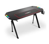 DRIFT GAMING DRDZ175RGB - Mesa Gaming con Tablero con Acabado en Fibra de Carbono, Soporte para Bebidas y Auriculares, Laterales RGB reactivos al Sonido, Alfombrilla 80 x 30 cm, Color Negro