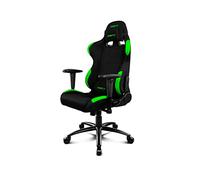 Drift Silla Gaming DR100 -DR100BG- Silla Tela, reposabrazos 2D, Piston Clase 4, Basculante, Altura Regulable, Respaldo reclinable, Cojines Lumbar y Cervical, Madera, Color Negro/Verde, 48x61,5x129cm
