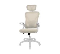 DRIFT GAMING DRAIR35 - Silla Escritorio Ergonómica Oficina y Hogar de Malla tensada Transpirable, Reclinable 90-120°, Reposacabezas y Reposabrazos Abatibles, Soporta hasta 120 kg, Beige-Blanco