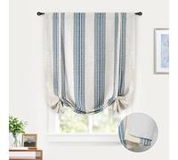 DriftAway Chris - Cortinas Opacas de Lino de Doble Capa, con Aislamiento térmico, Totalmente Forradas, Verticales, a Rayas, Globo, persiana Romana, Ventana de baño, Bolsillo Ajustable para cortinero