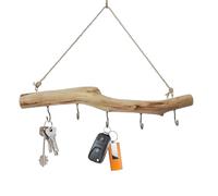 Driftwood Decorative Branch - Wooden Hanging Wall Organizer with Hooks, Rustic Home Decor for Jewelry Hats Scarves Headphones Keys, Perfect for Entryway Bedroom Living Room Bathroom or Studio Spaces
