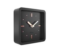 Driini Moderno Reloj de Escritorio y Estante de Mediados de Siglo (Negro y Oro Rosa) - Relojes de Mesa analógicos pequeños y silenciosos para decoración de Sala de Estar, Ideal para Chimenea, Mesa de