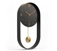 Driini Reloj de Pared de péndulo Moderno, Marco de Metal Decorativo y único, con Cara de 8 Pulgadas, diseño contemporáneo, Minimalista, con Funcionamiento silencioso de batería, Incluye péndelo Negro