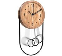 Driini Reloj de péndulo moderno de madera (negro) (madera clara)