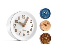 Driini Reloj de Escritorio analógico de Madera, 4.3 Pulgadas, Reloj Decorativo de Madera de Pino, diseño sin tictac, Reloj de Manto silencioso fácil de Leer, Relojes de Mesa silenciosos con Cuerpo de