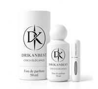 Drikanbest Coco Élégance - Perfume Mujer 50 ml Eau de Parfum - Jazmín, Azahar y Pachulí - Larga Duración - Incluye Atomizador Recargable 5 ml y Muestra de Regalo