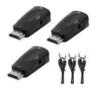 DriKou 3 Juegos de convertidor HDMI Macho a VGA Hembra, Adaptador de vídeo 1080P con Cable de Salida de Audio