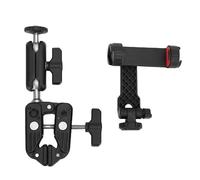 DriKou Aluminum Cycling Camera Clamp, 14-56mm Clamping Range 1.5kg Load Bearing Dual Head Mount, Portable Stable Holder for Outdoor Action Camera Phone Recording