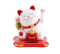 DriKou Lucky Waving Cat Solar Powered Cute Wealth Welcoming Cat (White)