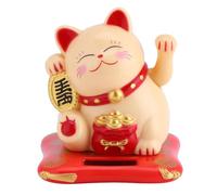 DriKou Lucky Waving Cat Solar Powered Cute Wealth Welcoming Cat (Yellow)