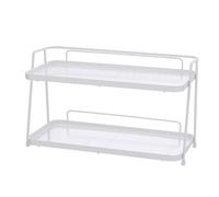 DriKou Mostrador organizador de encimera de baño de 2 niveles, estante de pie, soporte para cosméticos, estante de almacenamiento, organizador de cosméticos (Blanca)