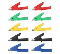 DriKou Pinza de Cocodrilo, 10 Piezas P2002 20A 5 Colores 4 mm Banana Jack Cocodrilo Clip de Prueba de Seguridad, Banana Jack Cobre Pinzas de Cocodrilo, para Cables de Multímetro,