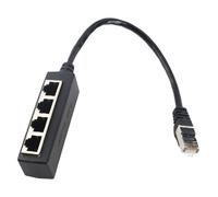 Drikou RJ45 Adaptador Divisor, transmisión Suave de 1 a 4 Puertos Excelente Adaptador de Cable de Red de conexión
